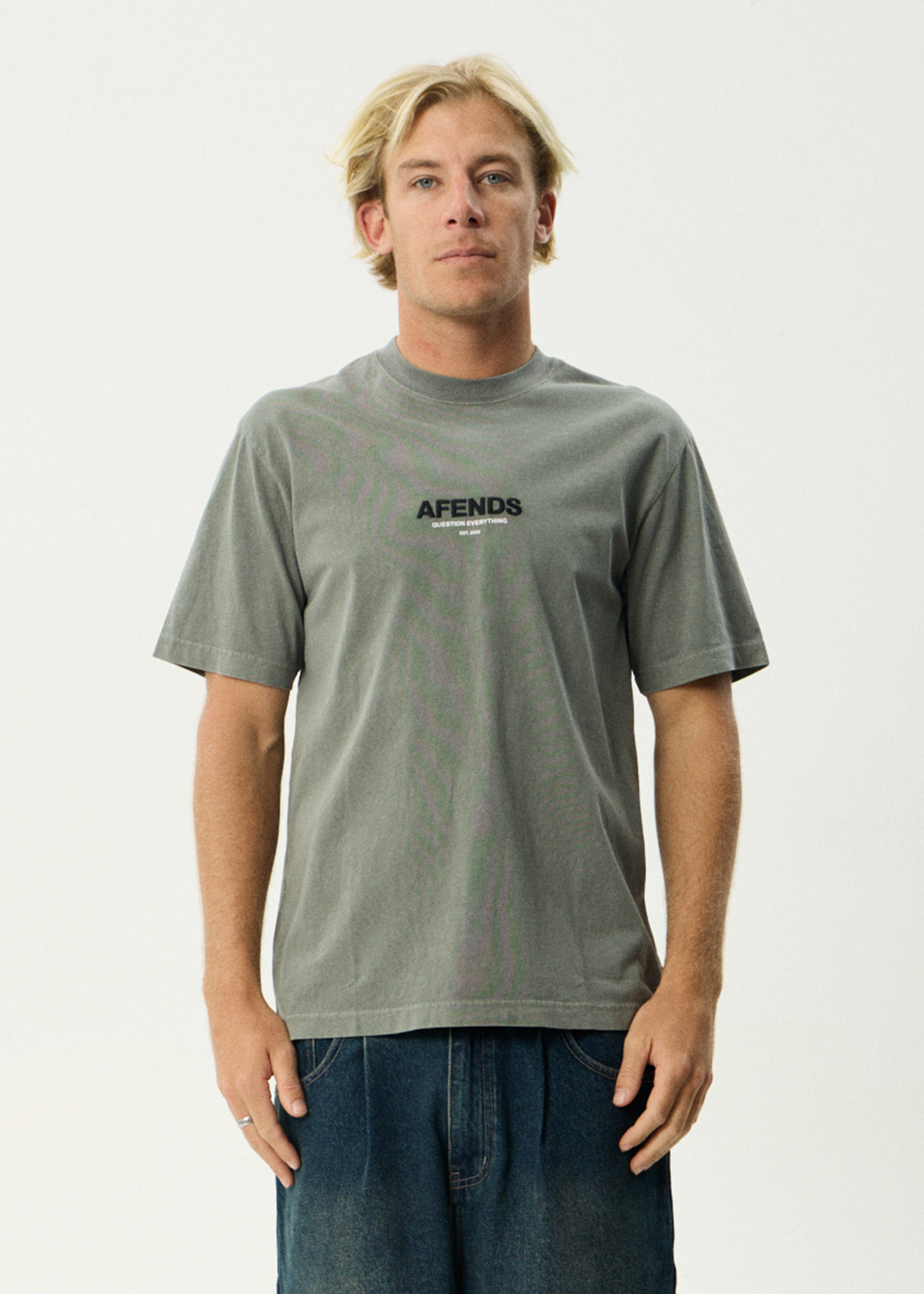 AFENDS Mens Vinyl - Retro Tee - Washed Sycamore
