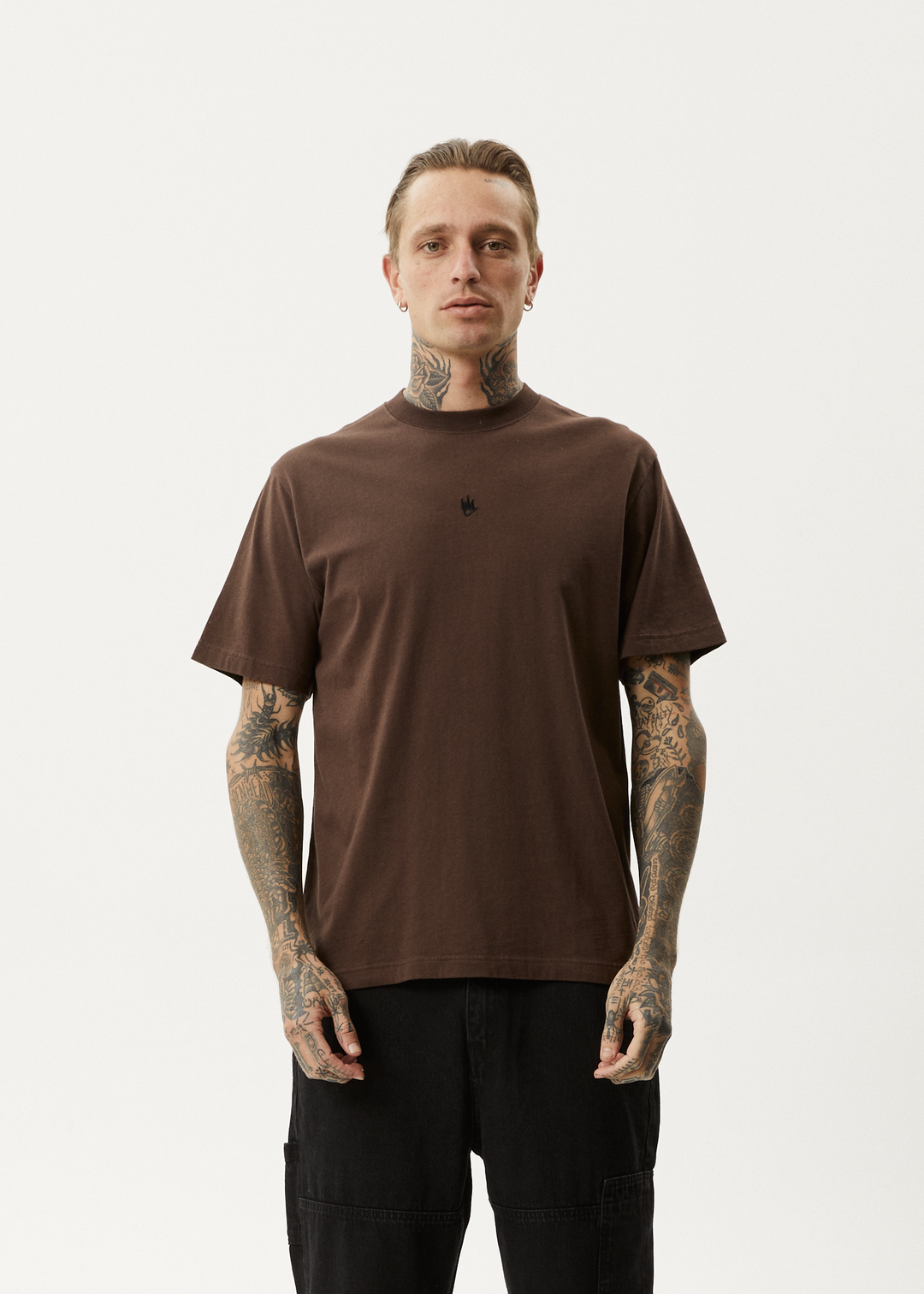 AFENDS Mens Flame - Retro Fit Tee - Coffee 