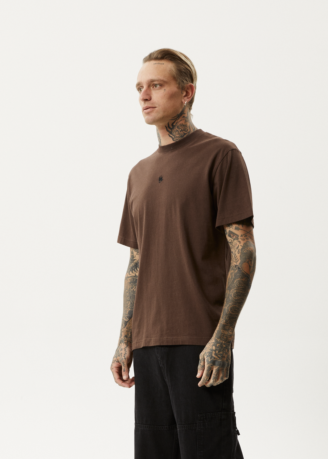 AFENDS Mens Flame - Retro Fit Tee - Coffee 