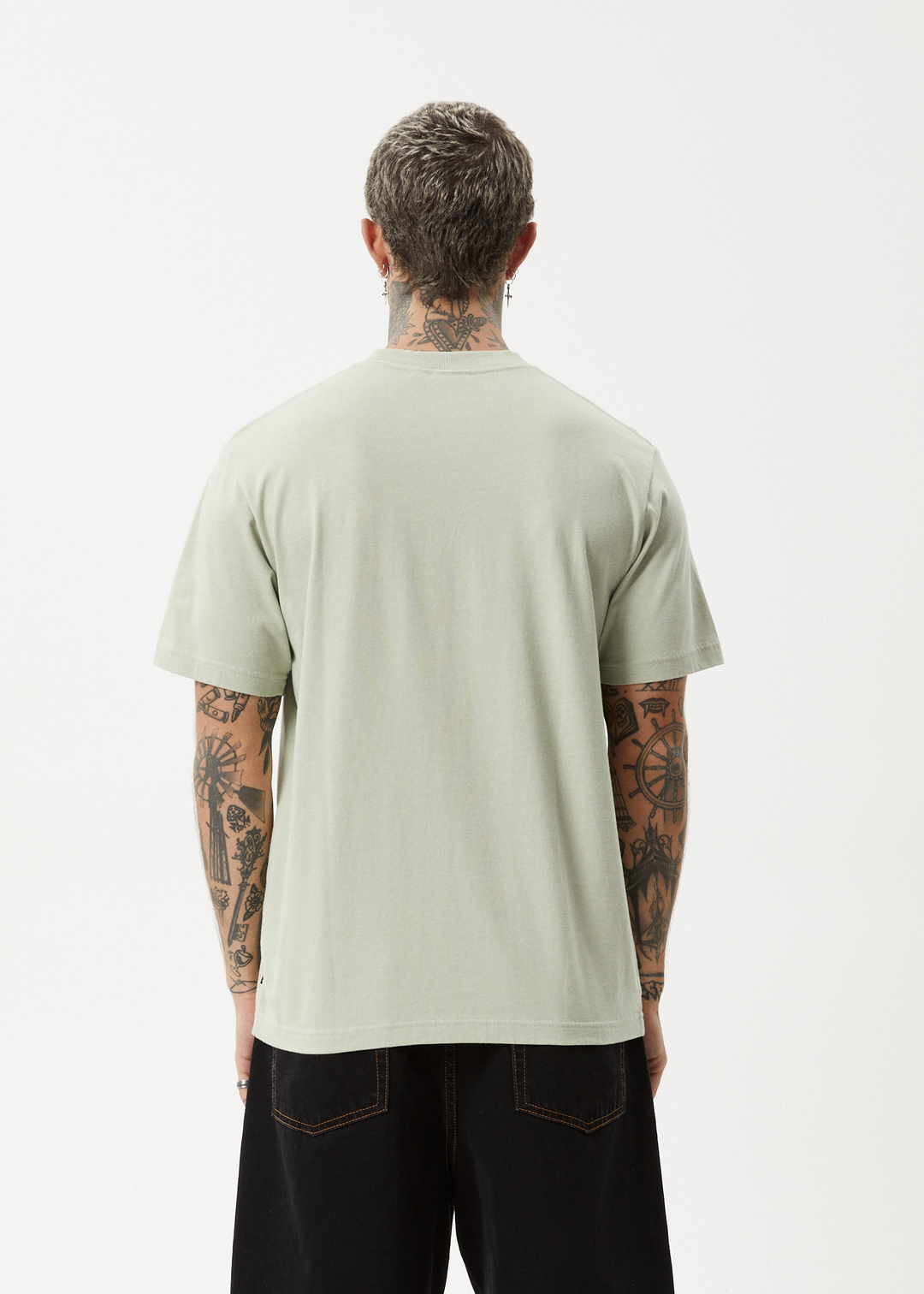 AFENDS Mens Flame - Retro Fit Tee - Eucalyptus 