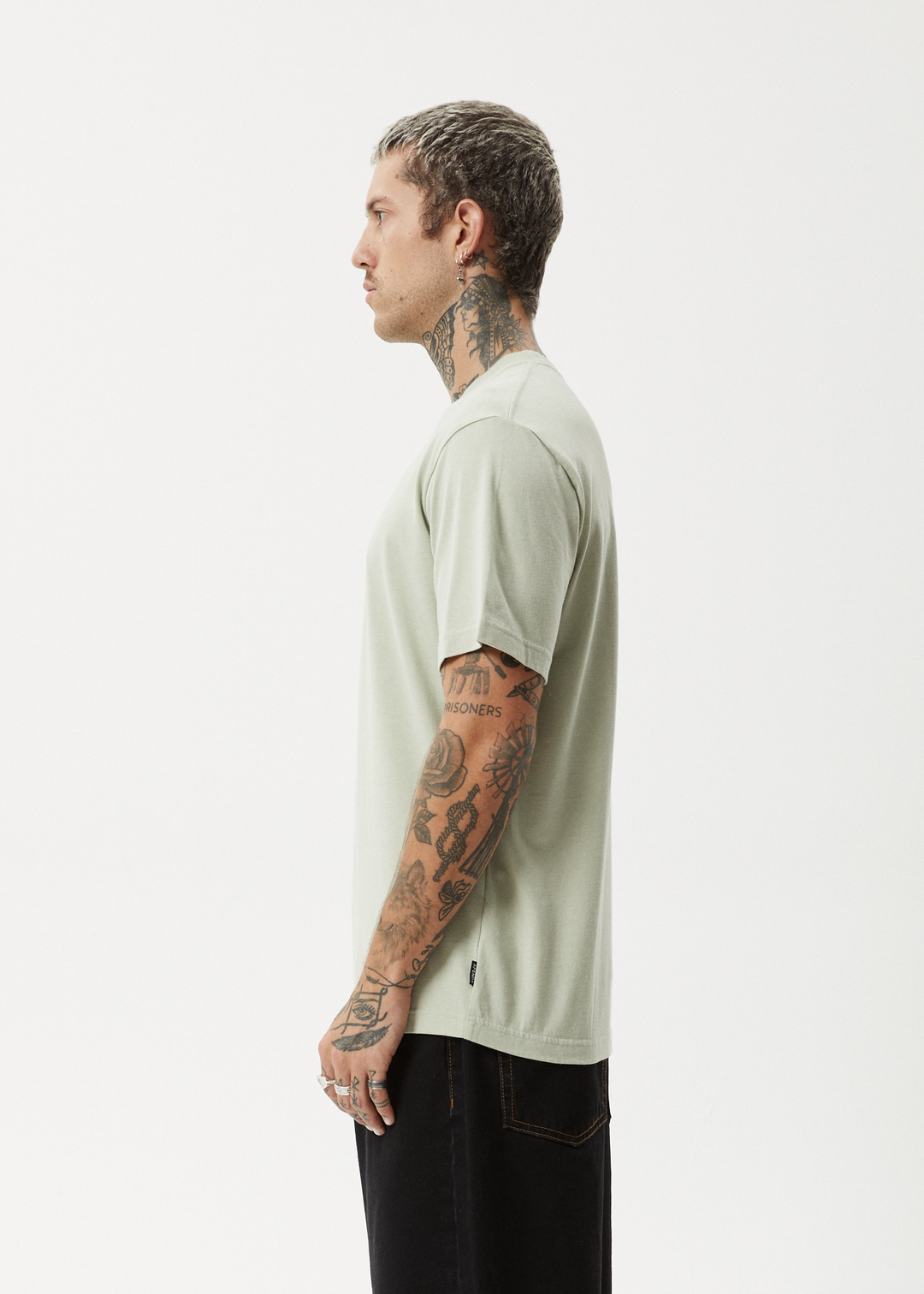 AFENDS Mens Flame - Retro Fit Tee - Eucalyptus 