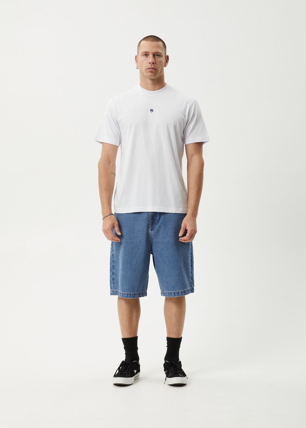 AFENDS Mens Flame - Retro Tee - White / Blue