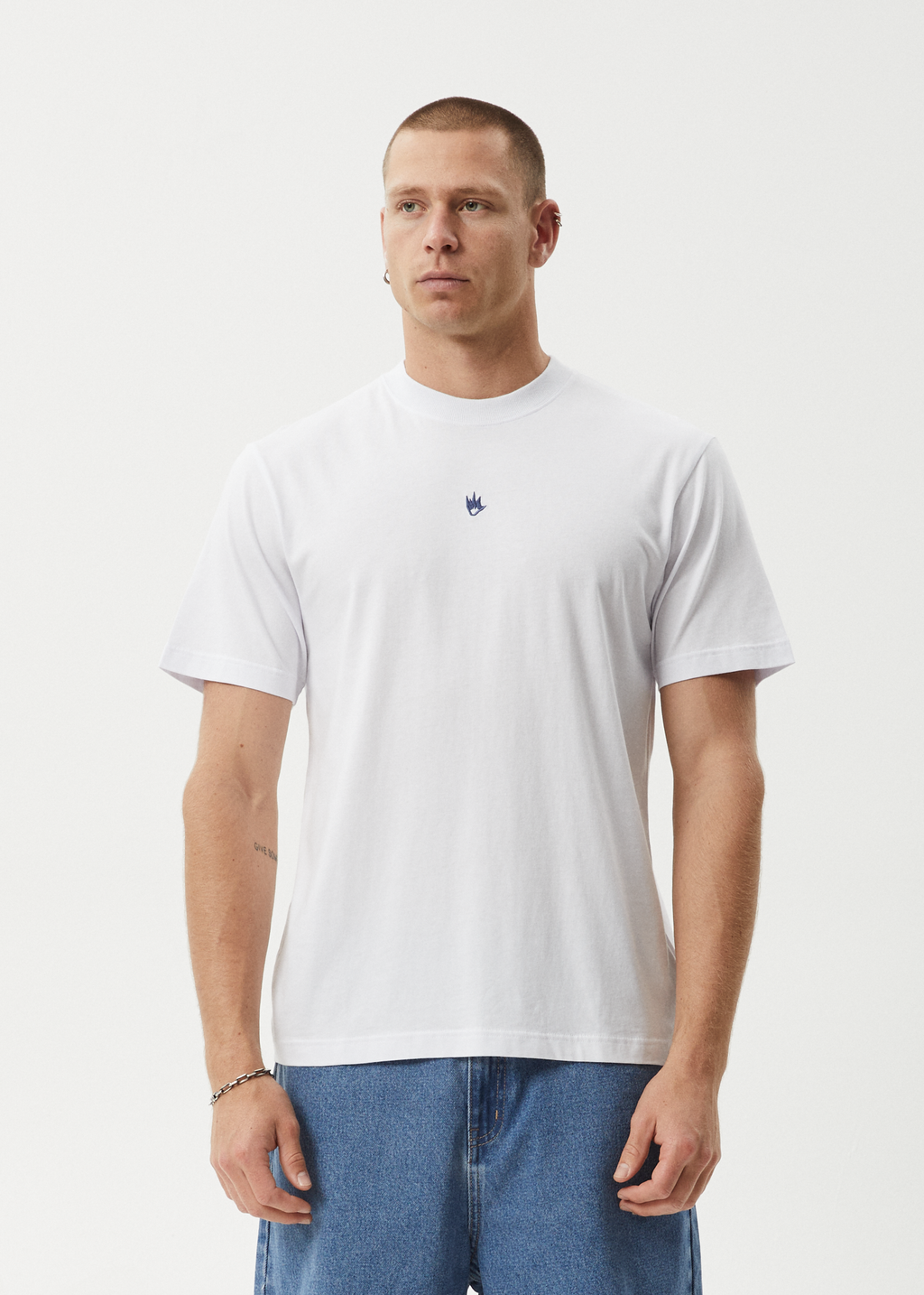 AFENDS Mens Flame - Retro Tee - White / Blue