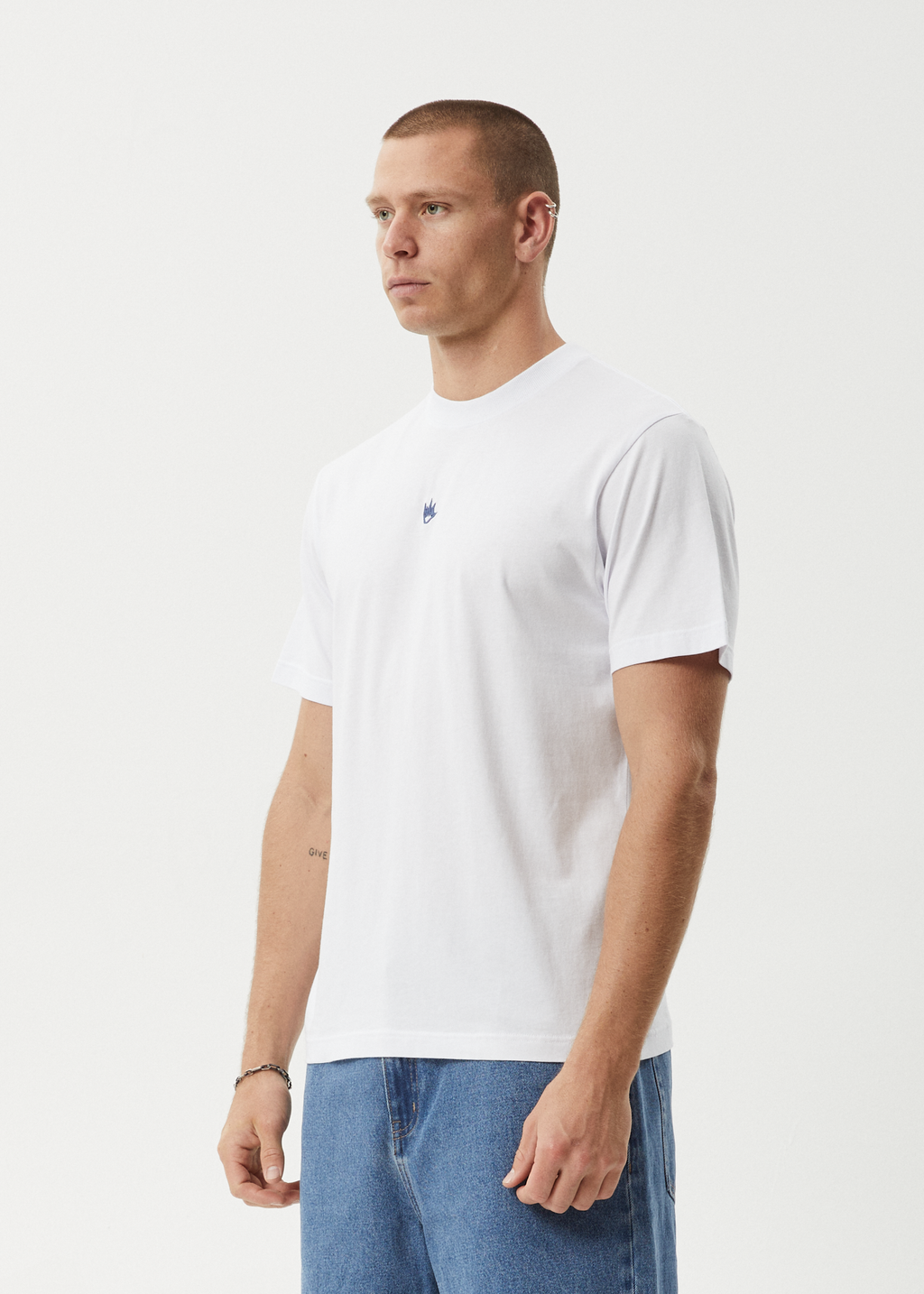 AFENDS Mens Flame - Retro Tee - White / Blue