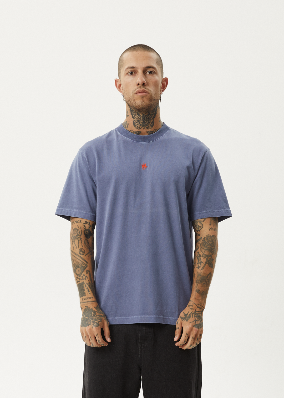 AFENDS Mens Flame - Retro Fit Tee - Washed Marlin 