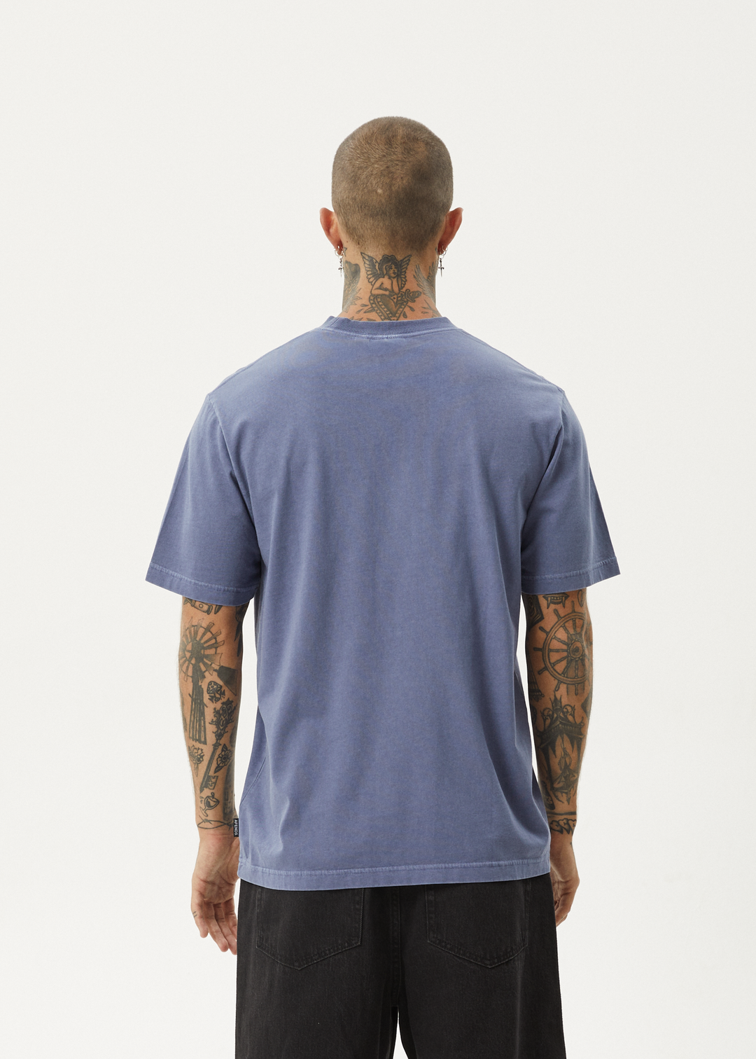 AFENDS Mens Flame - Retro Fit Tee - Washed Marlin 