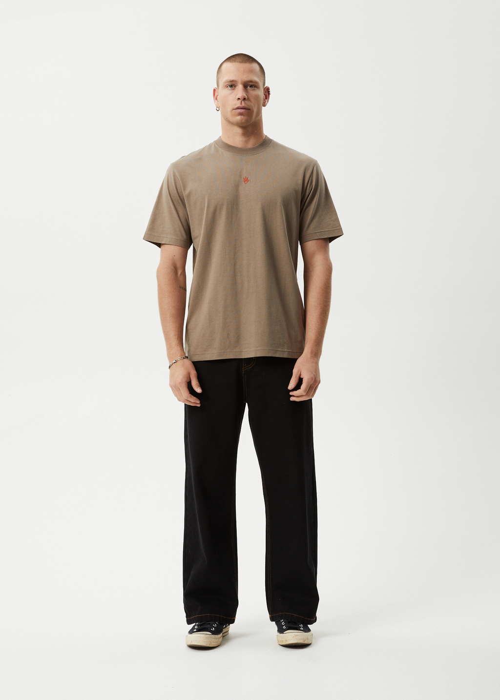 AFENDS Mens Flame - Retro Tee - Fossil