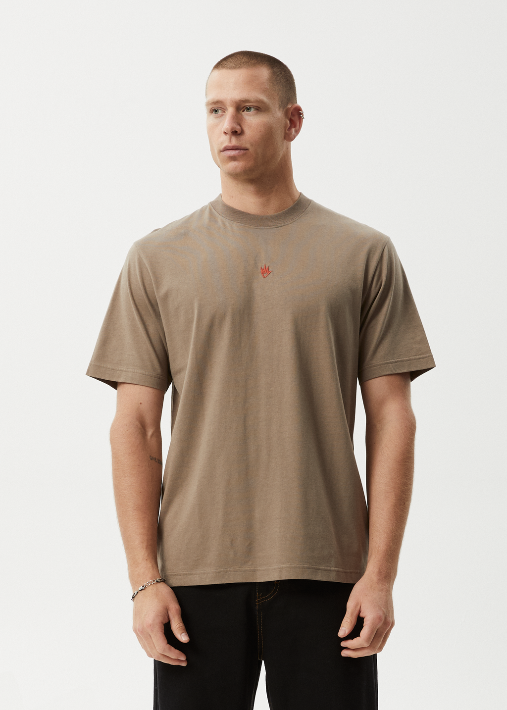 AFENDS Mens Flame - Retro Tee - Fossil