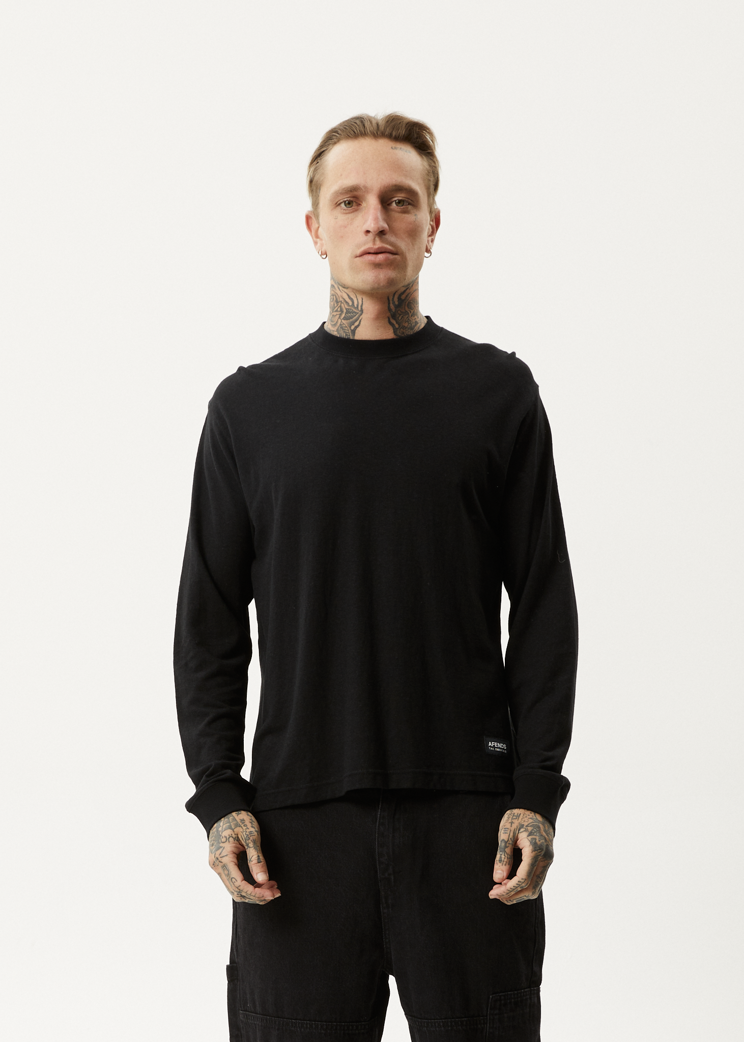 AFENDS Mens Essential - Long Sleeve Tee - Black