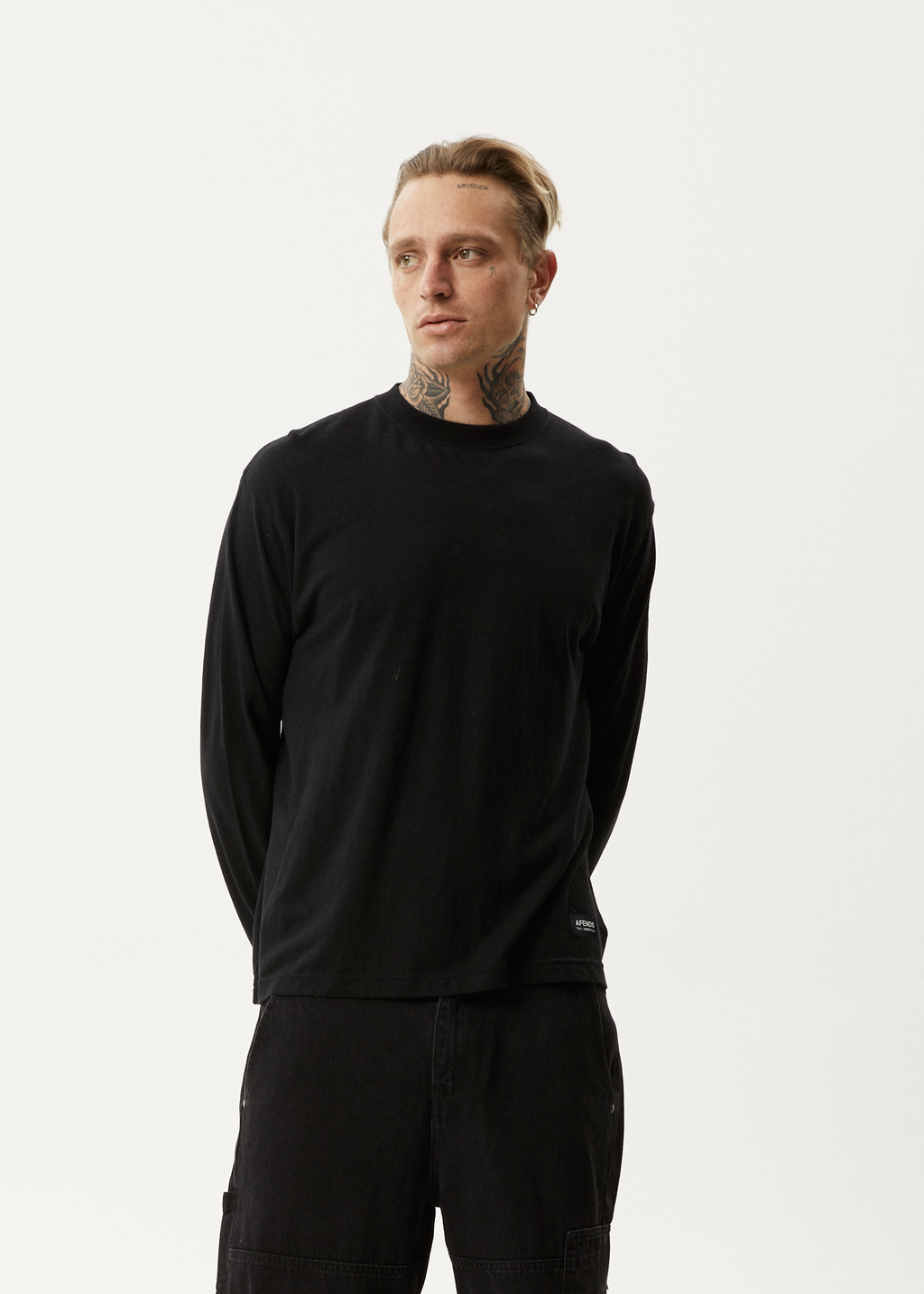 AFENDS Mens Essential - Long Sleeve Tee - Black