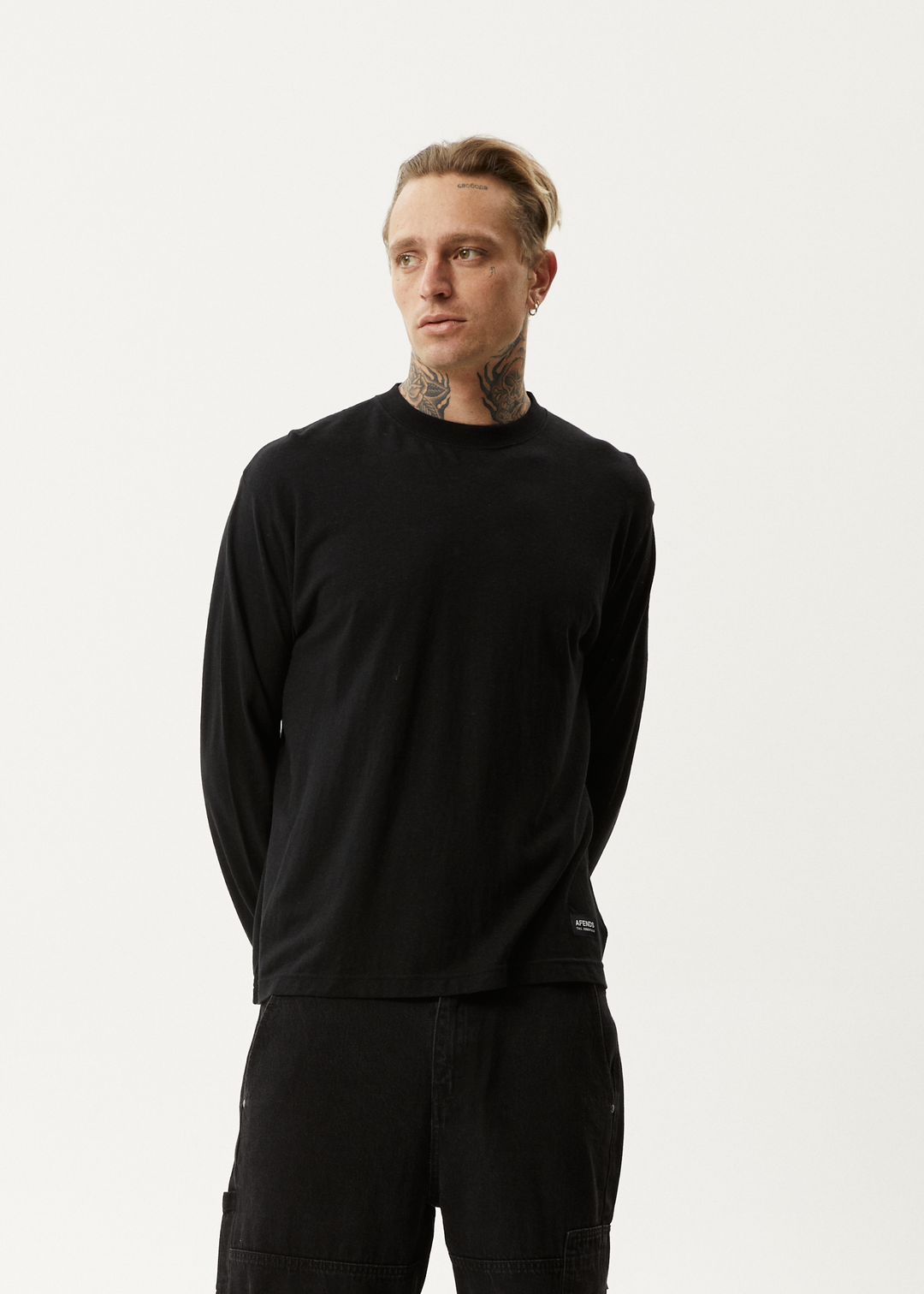 AFENDS Mens Essential - Long Sleeve Tee - Black 