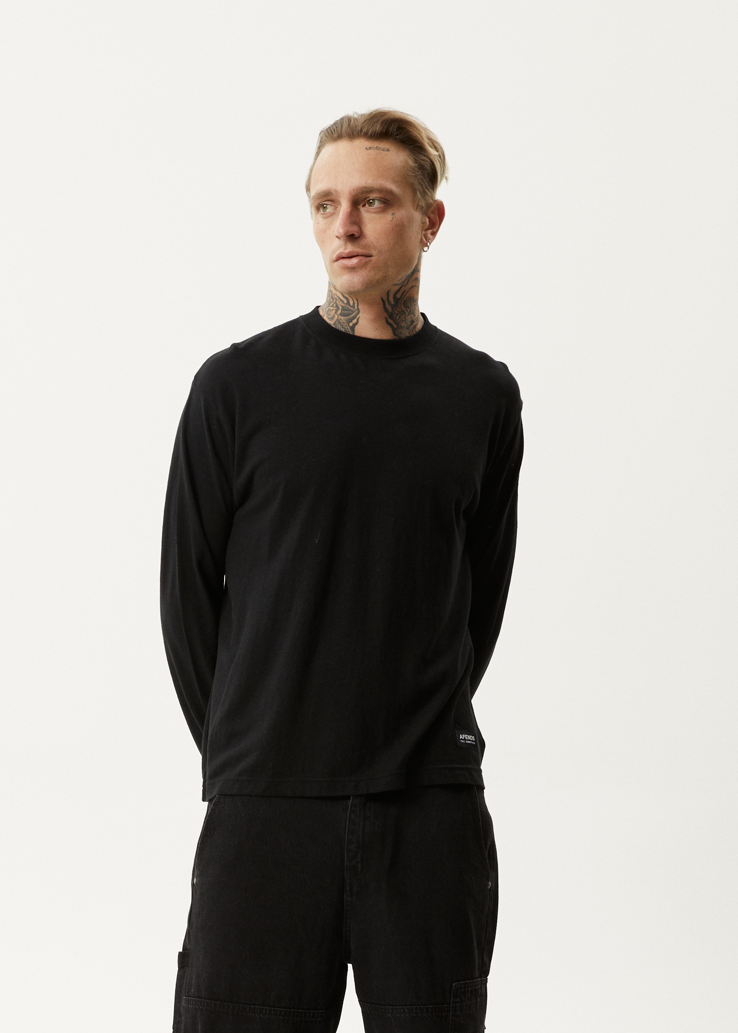 AFENDS Mens Essential - Long Sleeve Tee - Black