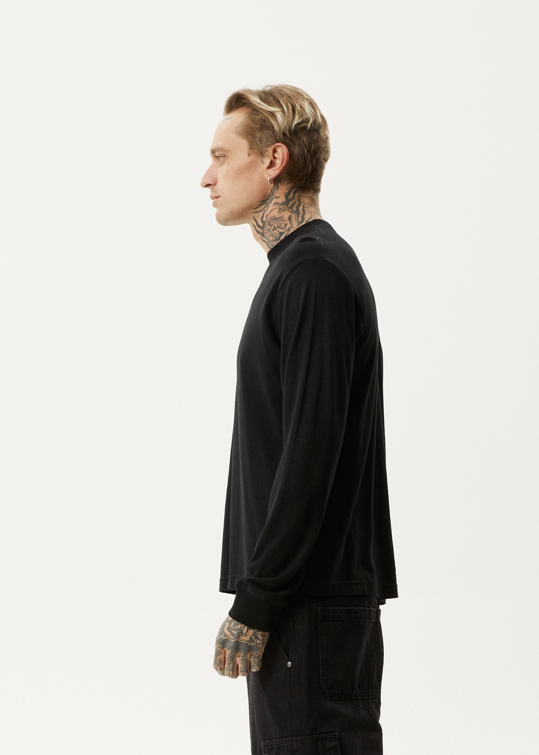 AFENDS Mens Essential - Long Sleeve Tee - Black 