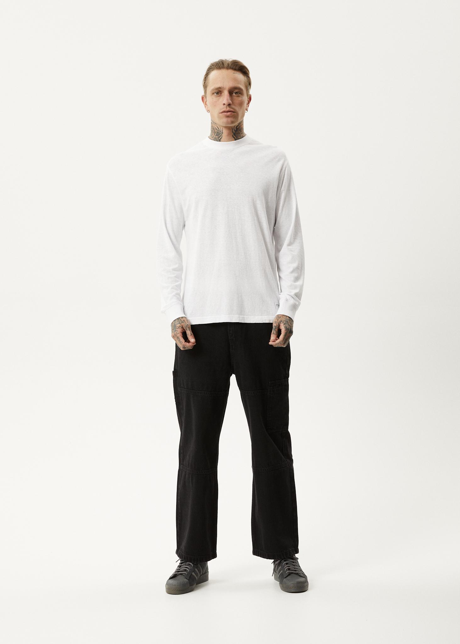 AFENDS Mens Essential - Long Sleeve Tee - White