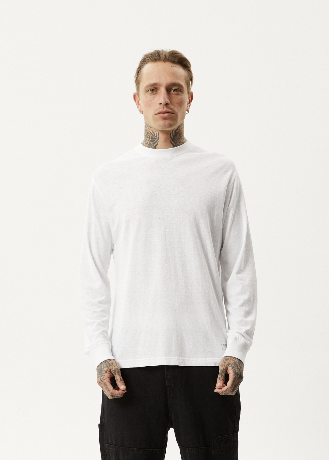 AFENDS Mens Essential - Long Sleeve Tee - White 