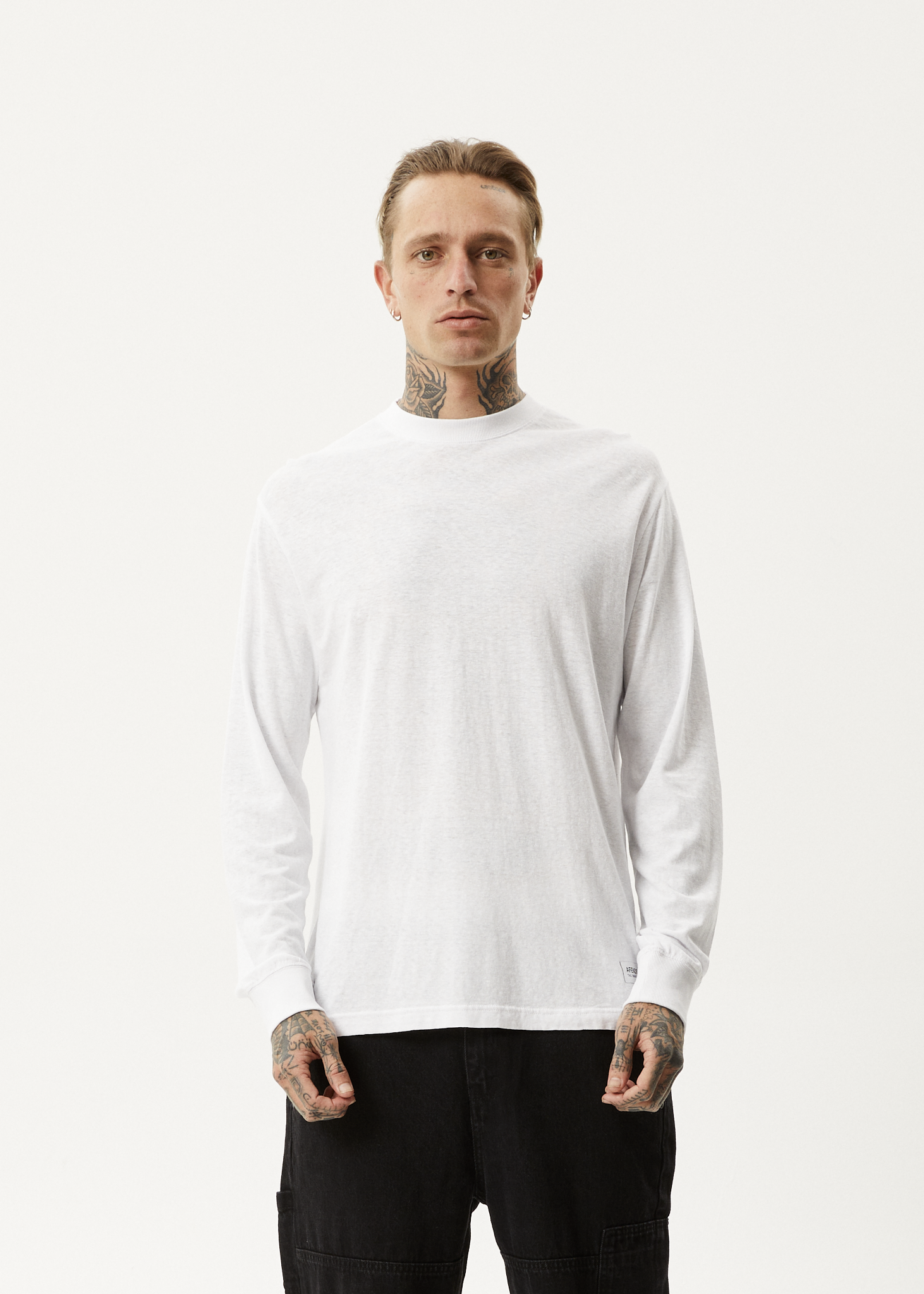 AFENDS Mens Essential - Long Sleeve Tee - White