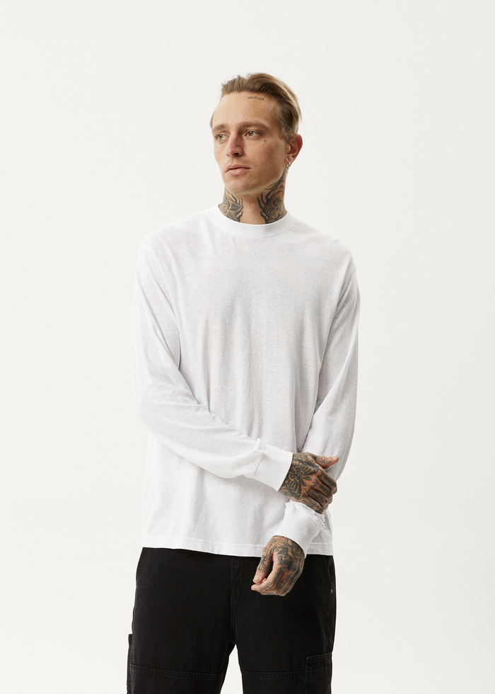 Afends Mens Essential - Hemp Long Sleeve T-Shirt - White 
