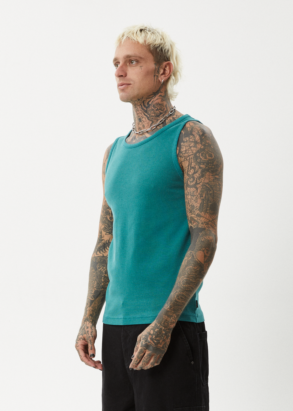 AFENDS Mens Paramount - Rib Singlet - Washed Pine