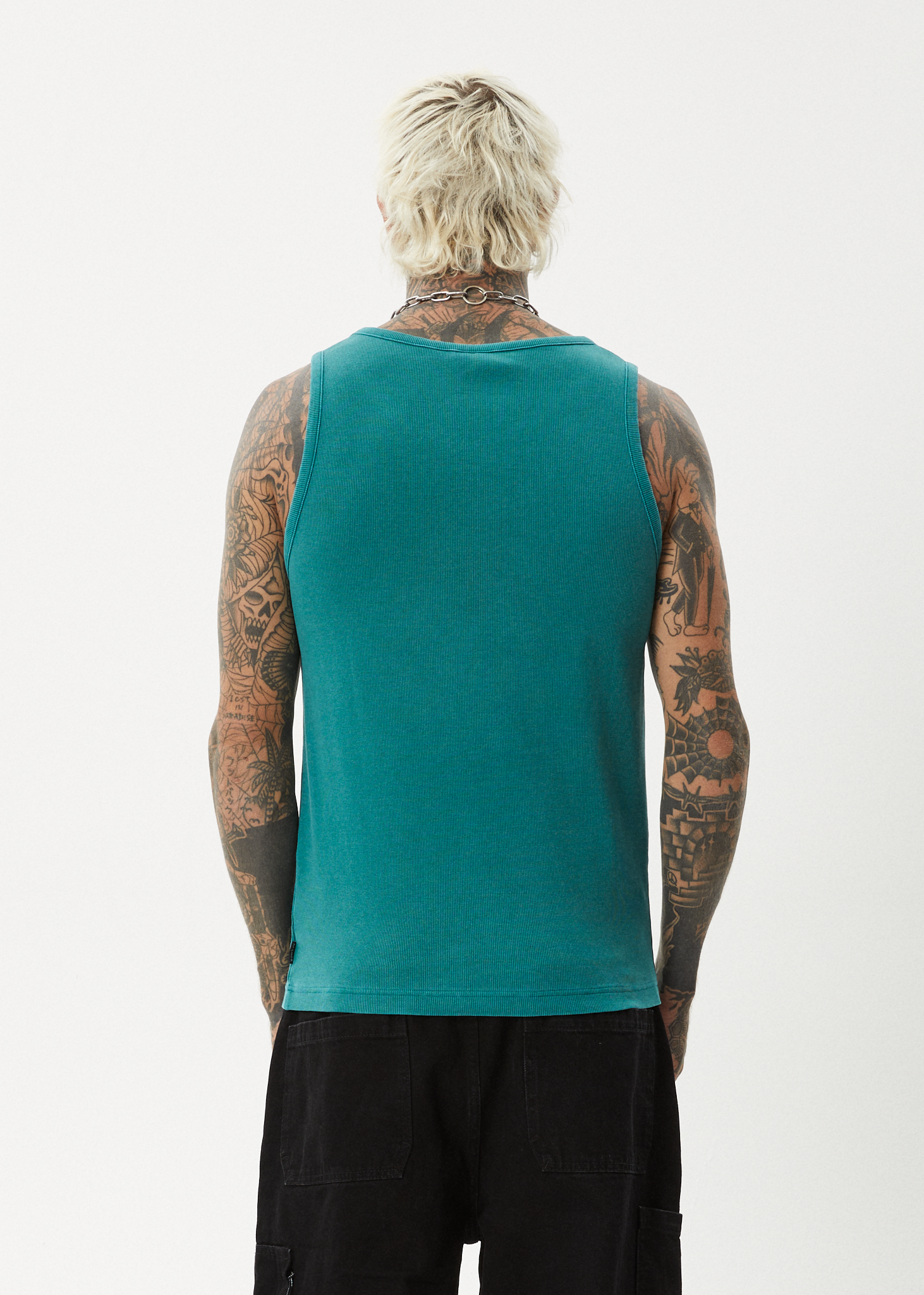AFENDS Mens Paramount - Rib Singlet - Washed Pine