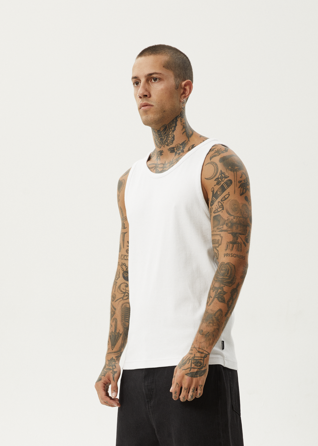 AFENDS Mens Paramount - Ribbed Singlet - White 