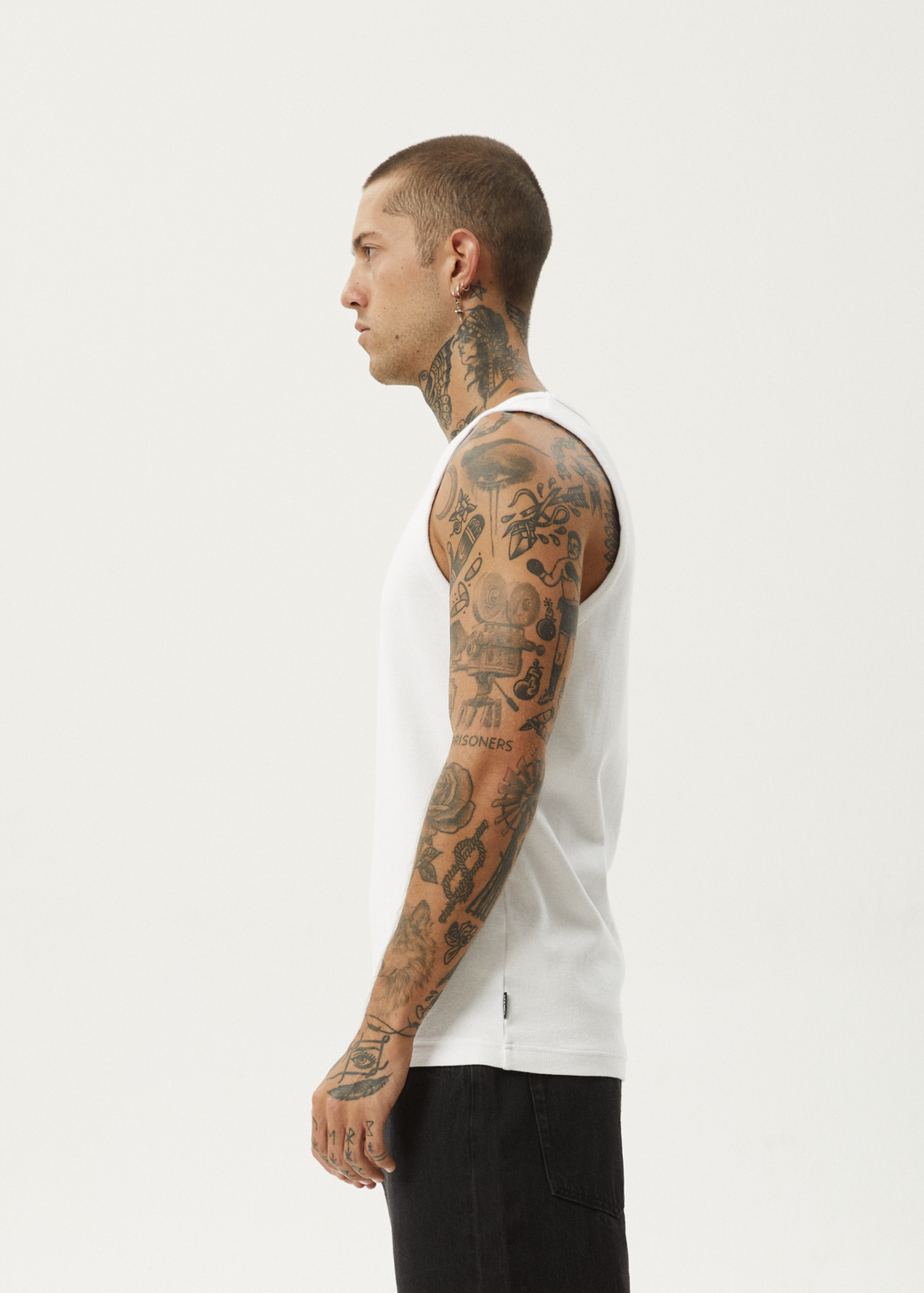 AFENDS Mens Paramount - Ribbed Singlet - White 