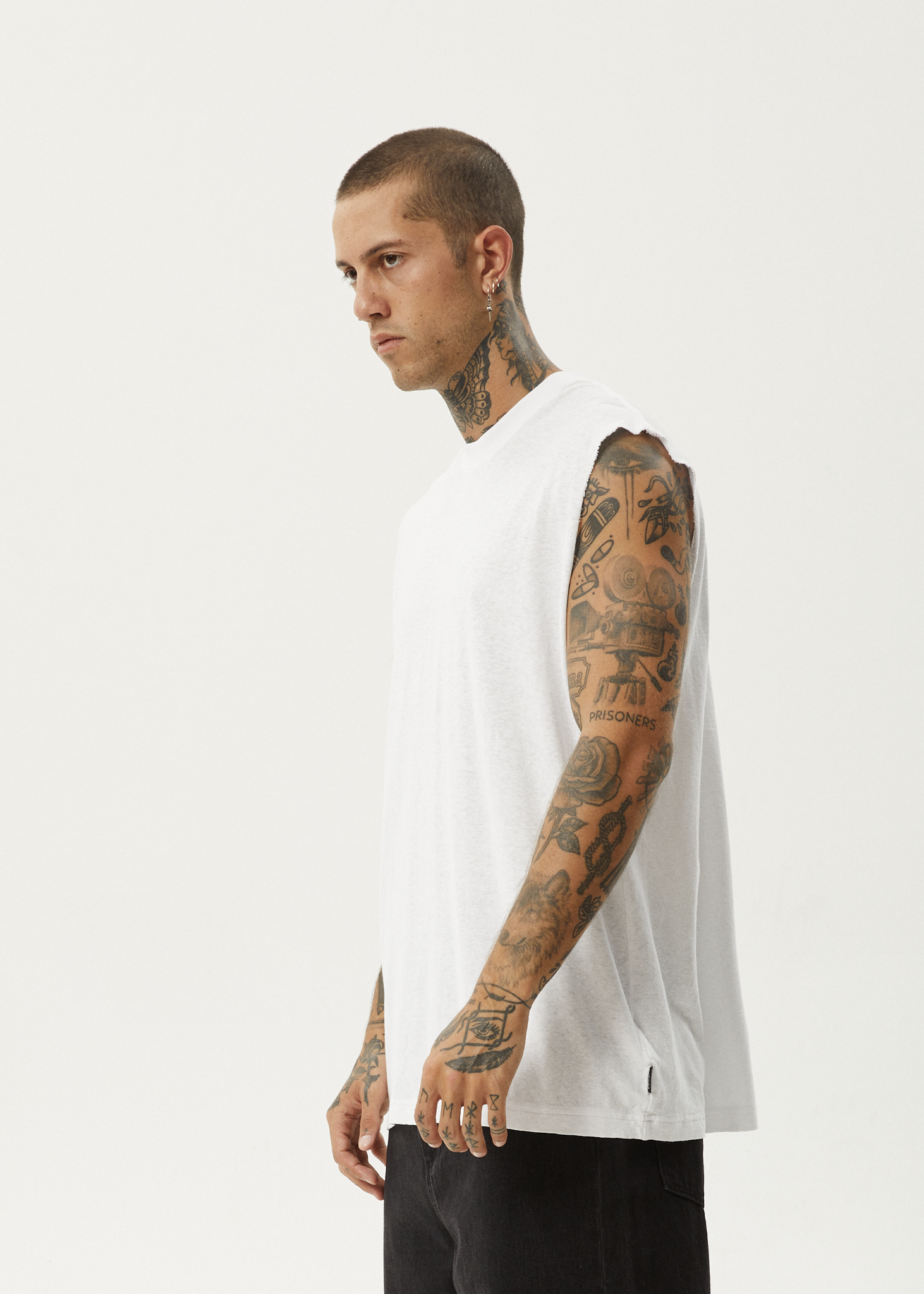 AFENDS Mens Vacation - Sleeveless Tee - White