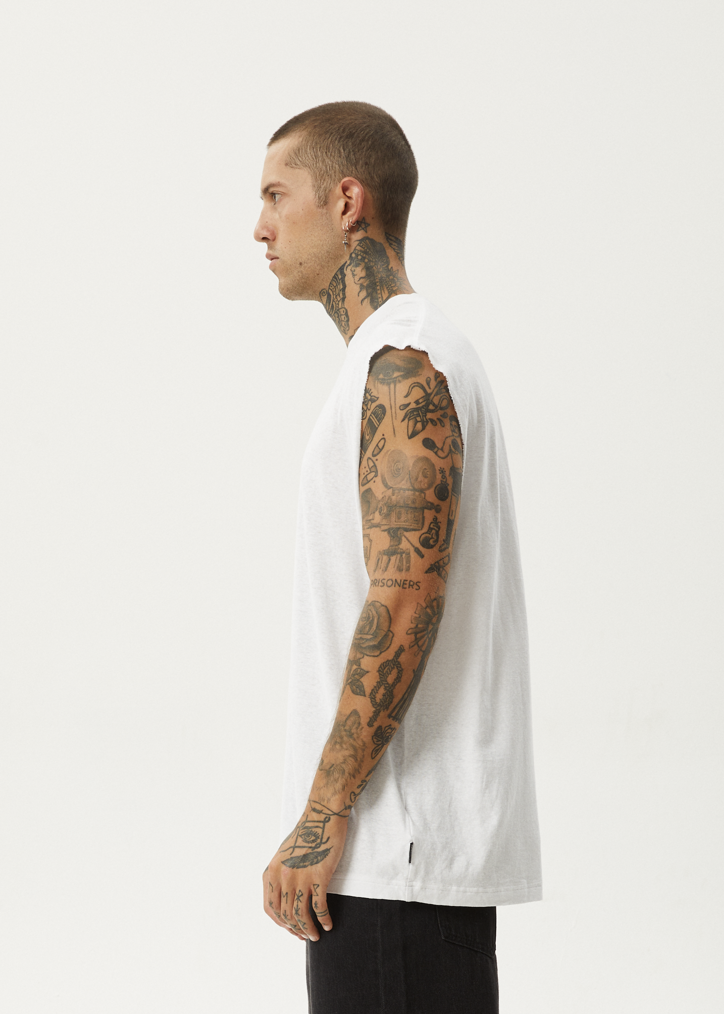 AFENDS Mens Vacation - Sleeveless Tee - White