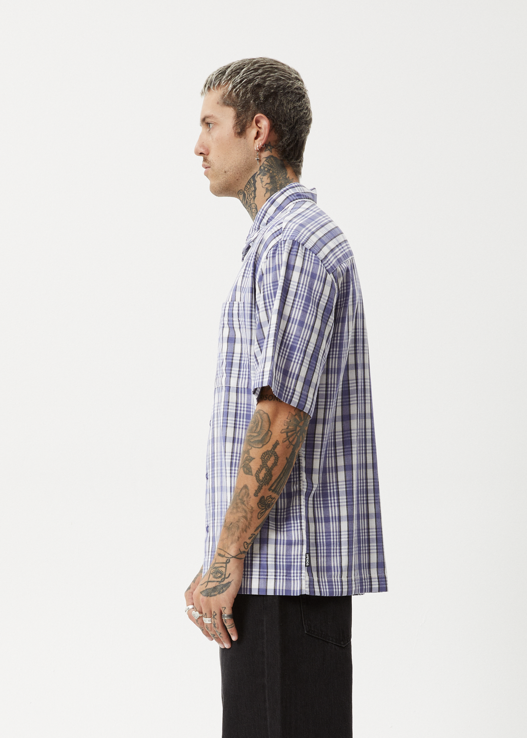 AFENDS Mens Check Out - Short Sleeve Shirt - Marlin 