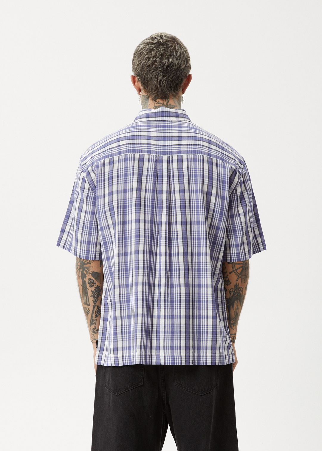 AFENDS Mens Check Out - Short Sleeve Shirt - Marlin 