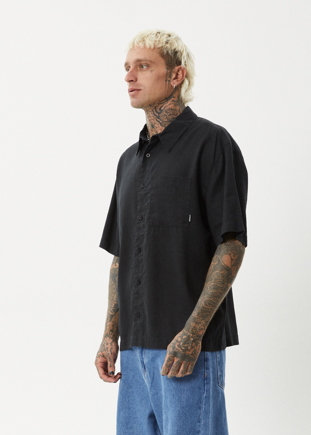 AFENDS Mens Everyday - Short Sleeve Shirt - Black 