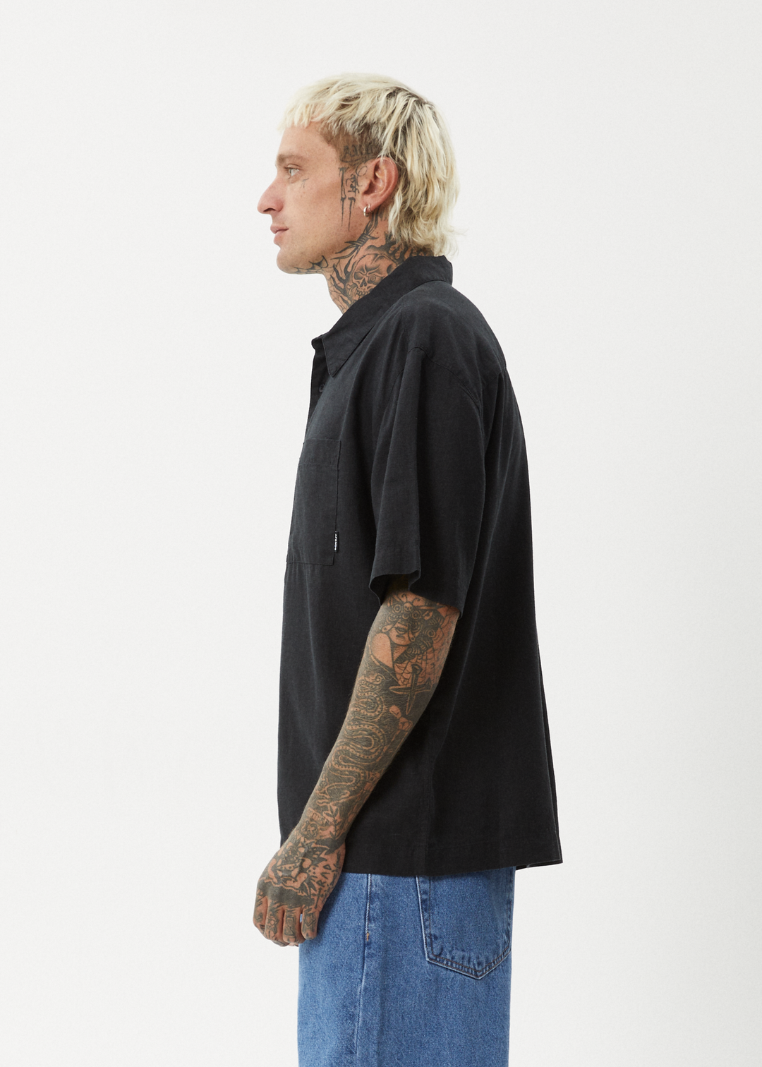 AFENDS Mens Everyday - Short Sleeve Shirt - Black 