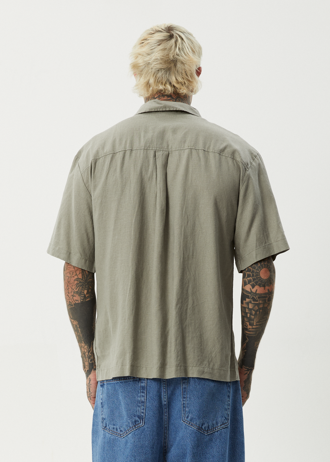 AFENDS Mens Everyday - Short Sleeve Shirt - Olive