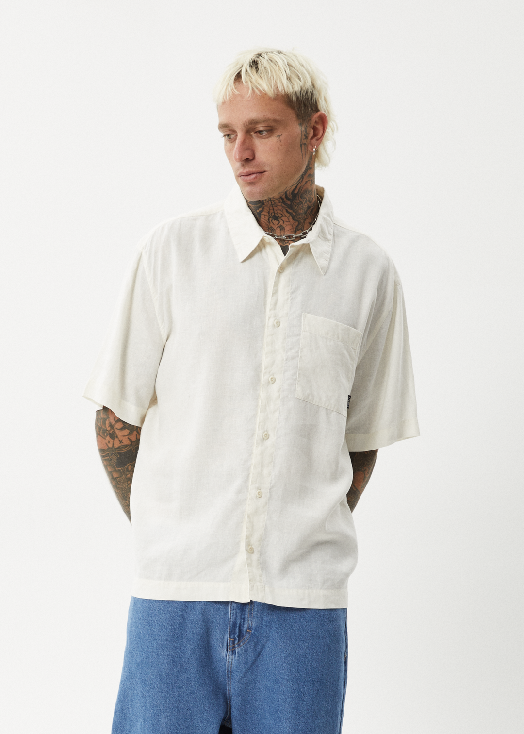 AFENDS Mens Everyday - Short Sleeve Shirt - White 