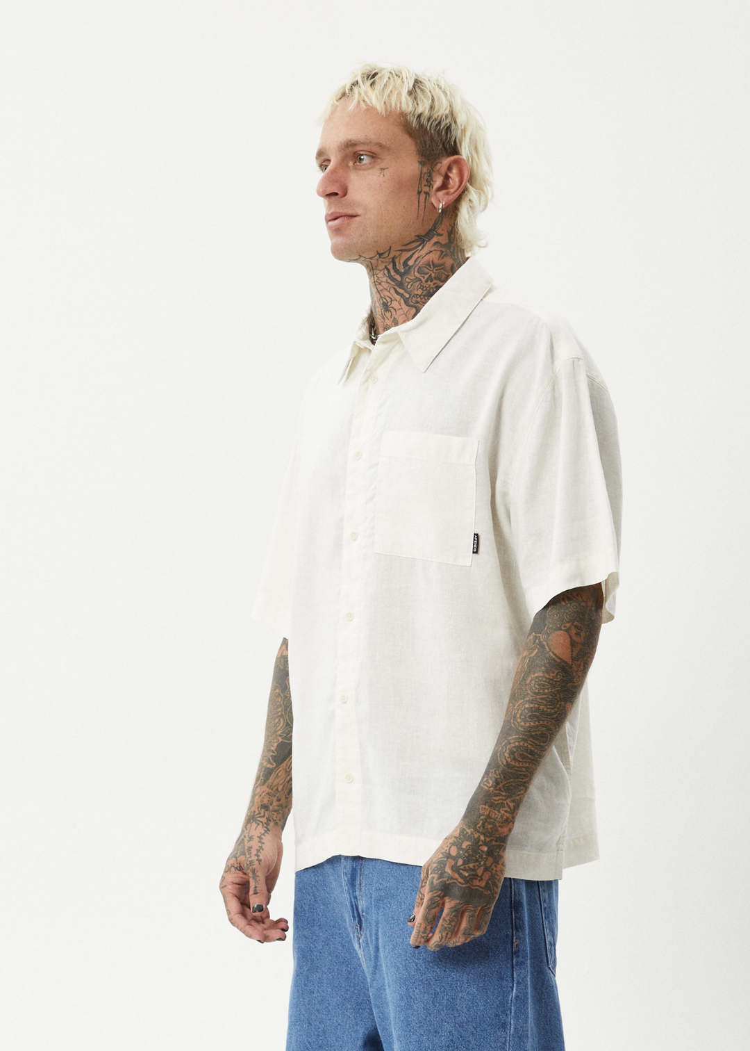 AFENDS Mens Everyday - Short Sleeve Shirt - White 