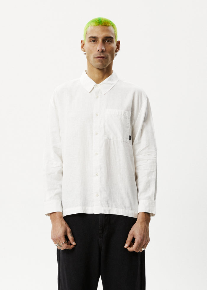 Afends Mens Everyday - Hemp Long Sleeve Shirt - White 