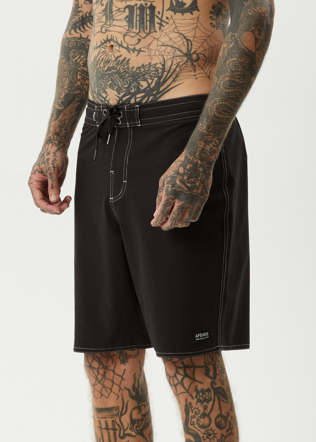 AFENDS Mens Surf Related - Fixed Waist Boardshorts 20" - Black