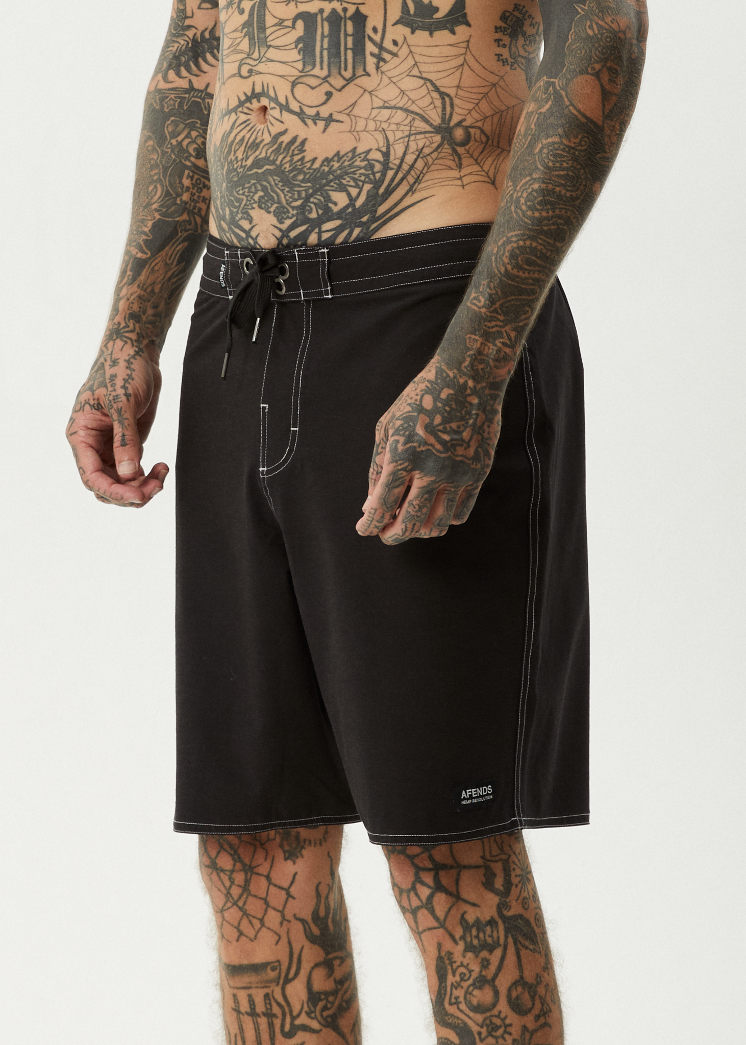 AFENDS Mens Surf Related - Fixed Waist Boardshort 20" - Black