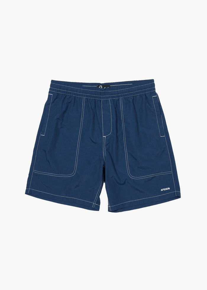 Afends Mens Baywatch - Recycled Swim Short 18" - Navy 
