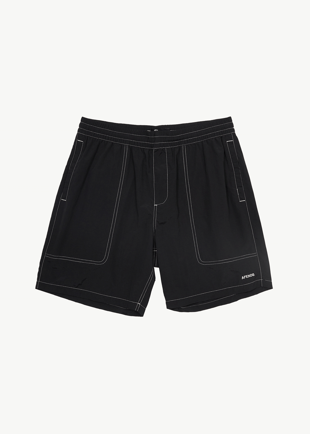 AFENDS Mens Baywatch - Swim Short 18 Inch - Black 