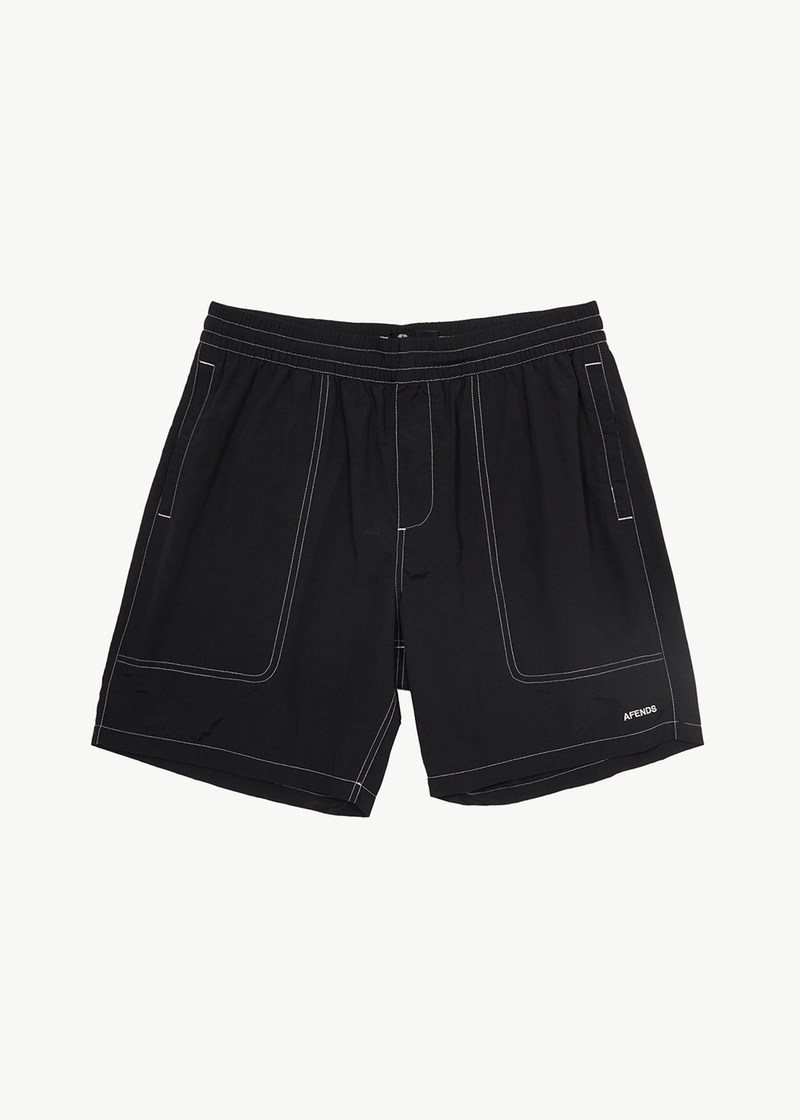 AFENDS Mens Baywatch - Swim Short 18 Inch - Black