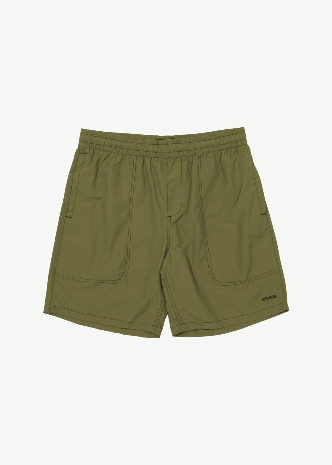 AFENDS Mens Baywatch - Swim Shorts 18" - Military 