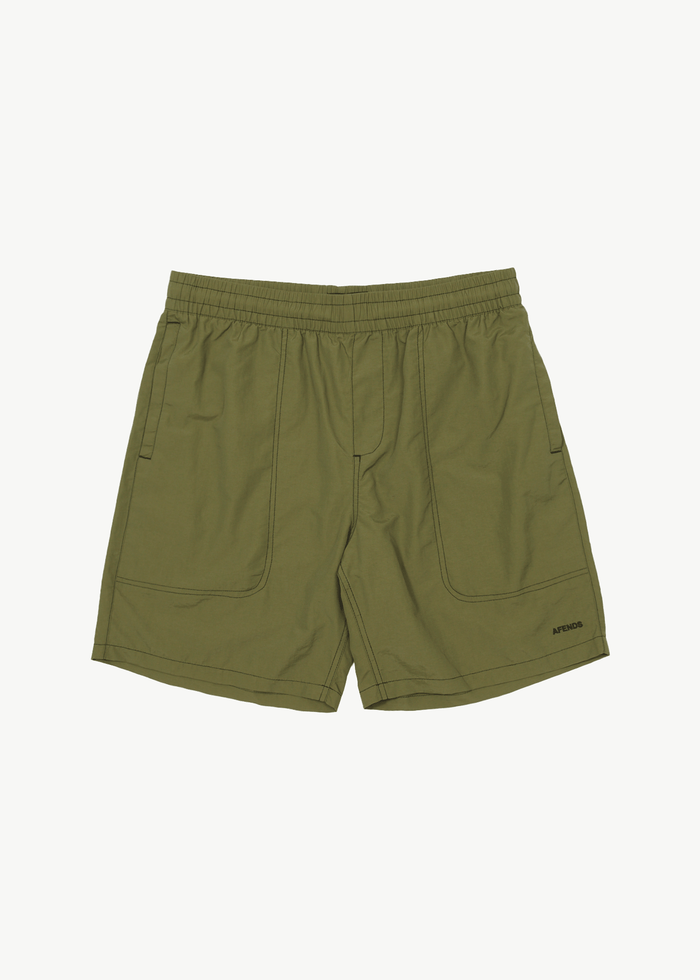 Afends Mens Baywatch - Recycled Swim Short 18" - Military 