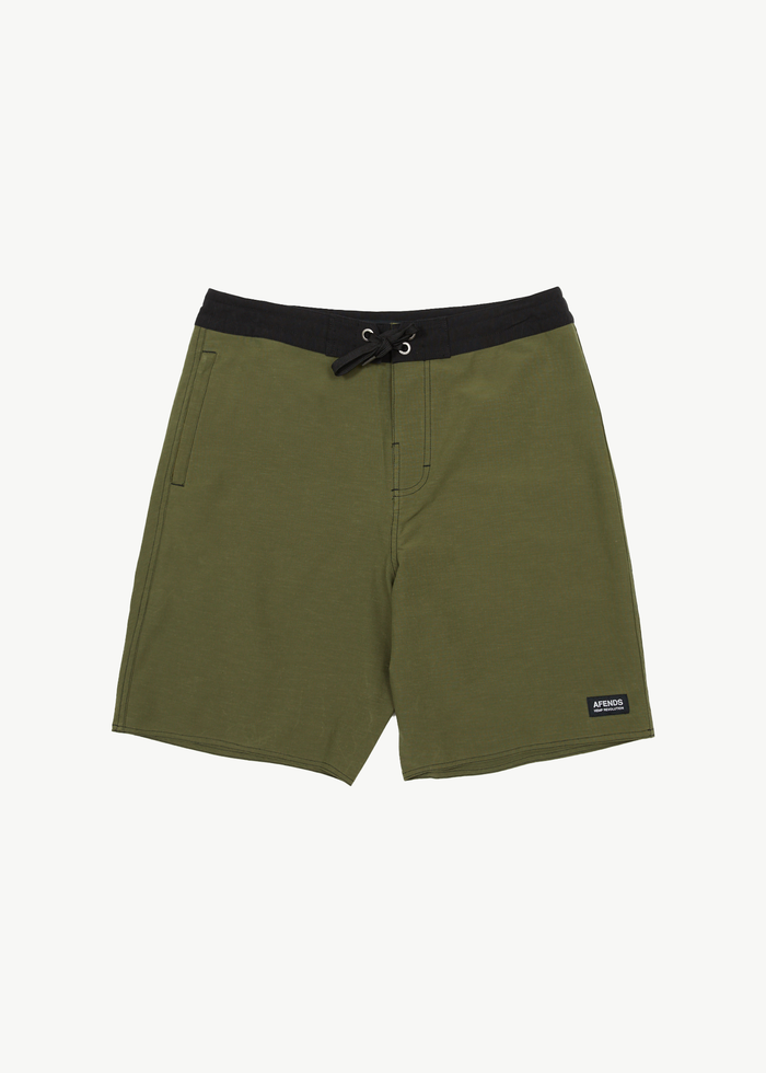 Afends Mens Surf Related - Hemp Fixed Waist Boardshort 20" - Military 