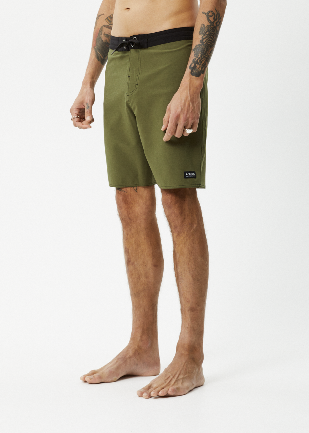 AFENDS Mens Surf Related - Fixed Waist Boardshorts 20" - Military 