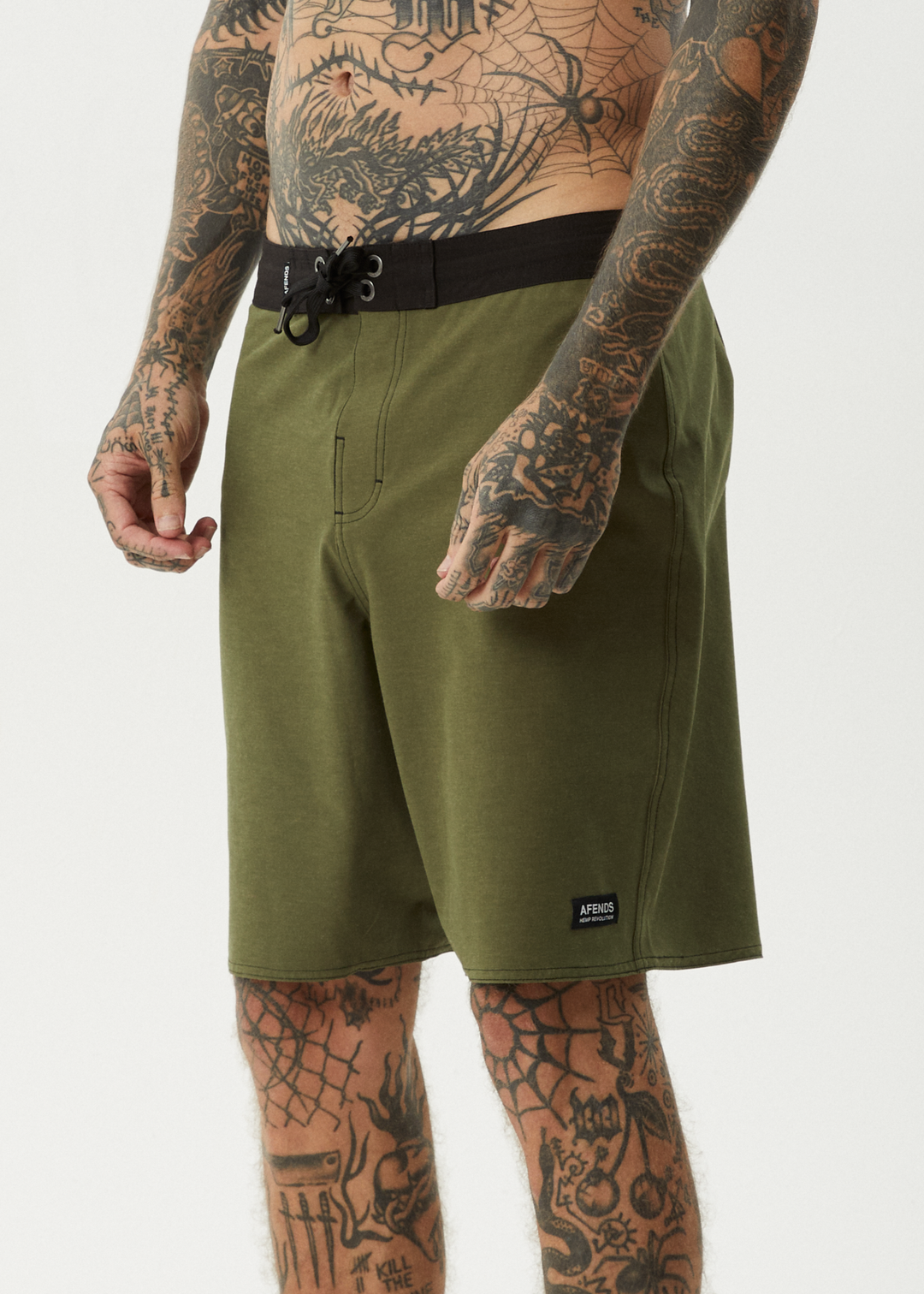 AFENDS Mens Surf Related - Fixed Waist Boardshorts 20" - Military