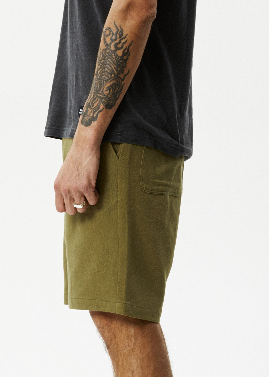 AFENDS Mens Ninety Twos - Fixed Waist Shorts 19" - Military 