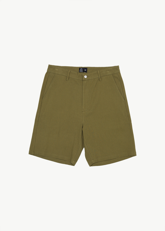 Afends Mens Ninety Twos - Organic Fixed Waist Short 19" - Military 