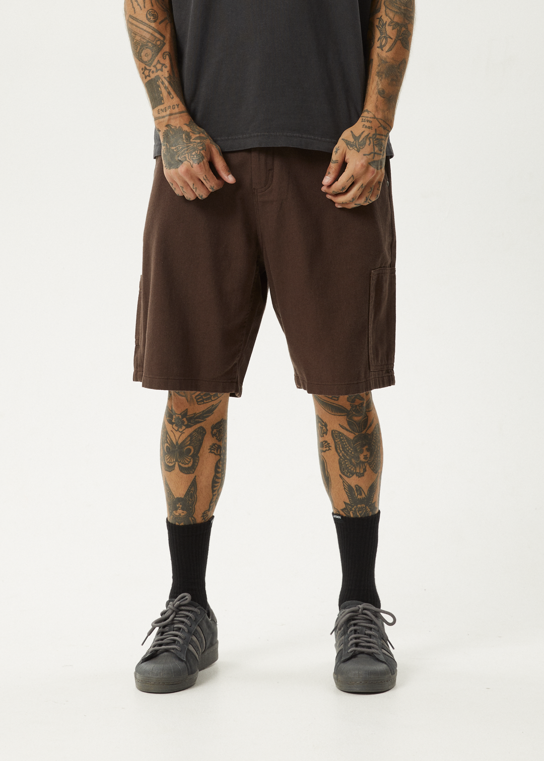 AFENDS Mens Harper - Carpenter Shorts 22" - Coffee 