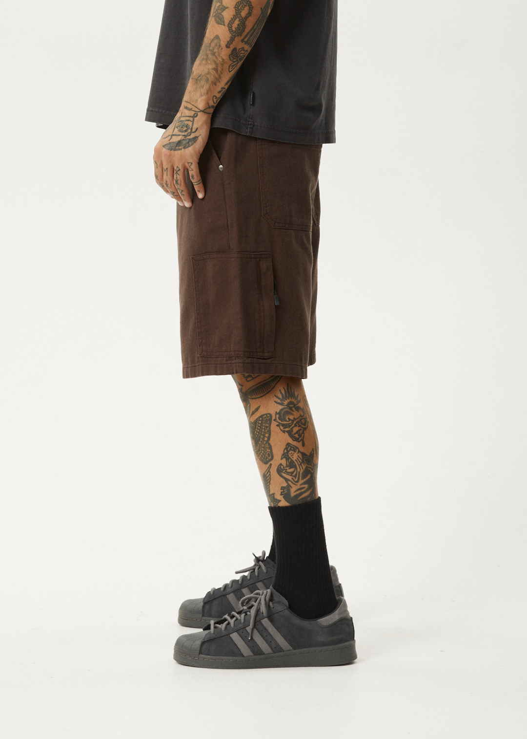 AFENDS Mens Harper - Carpenter Shorts 22" - Coffee 