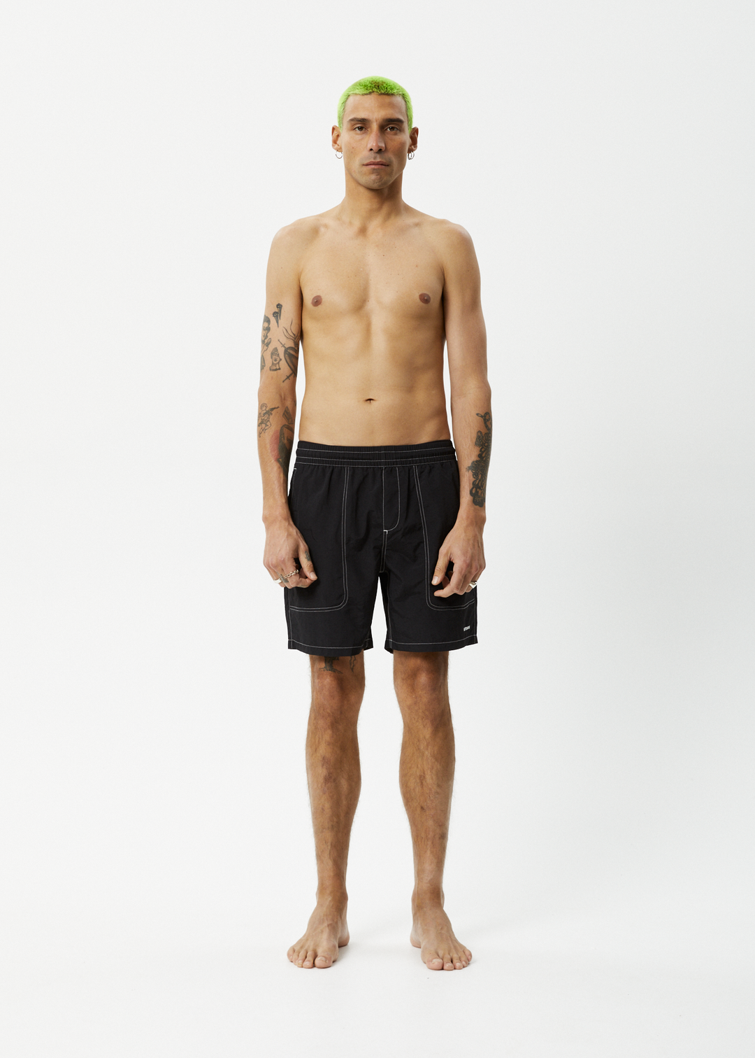 AFENDS Mens Baywatch - Swim Shorts 18' - Black 